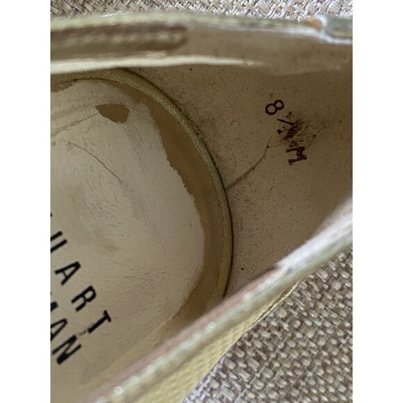 STUART WEITZMAN Leather Studded Cap-toe Mesh Tipper Flats shoes Women Gold 8.5 M - Picture 9 of 9